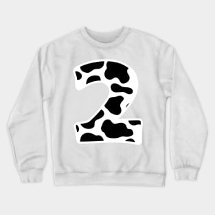 Kids 2nd Birthday Two Year Old Cow Animals Theme Party Bday Crewneck Sweatshirt